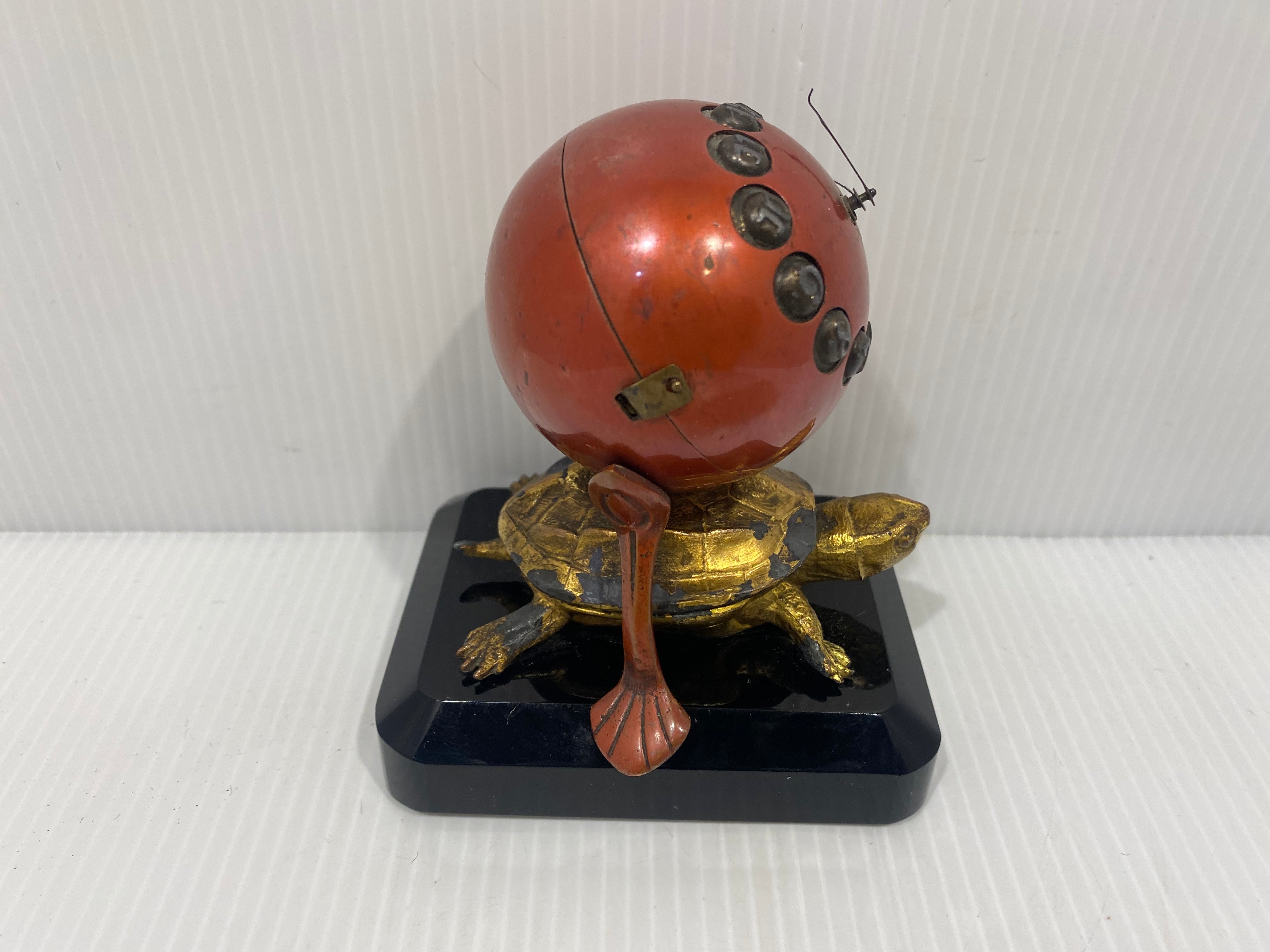 Beautiful art deco figurative clock! Turtle, holding a globe with legs – Iapello  Arts & Antiques