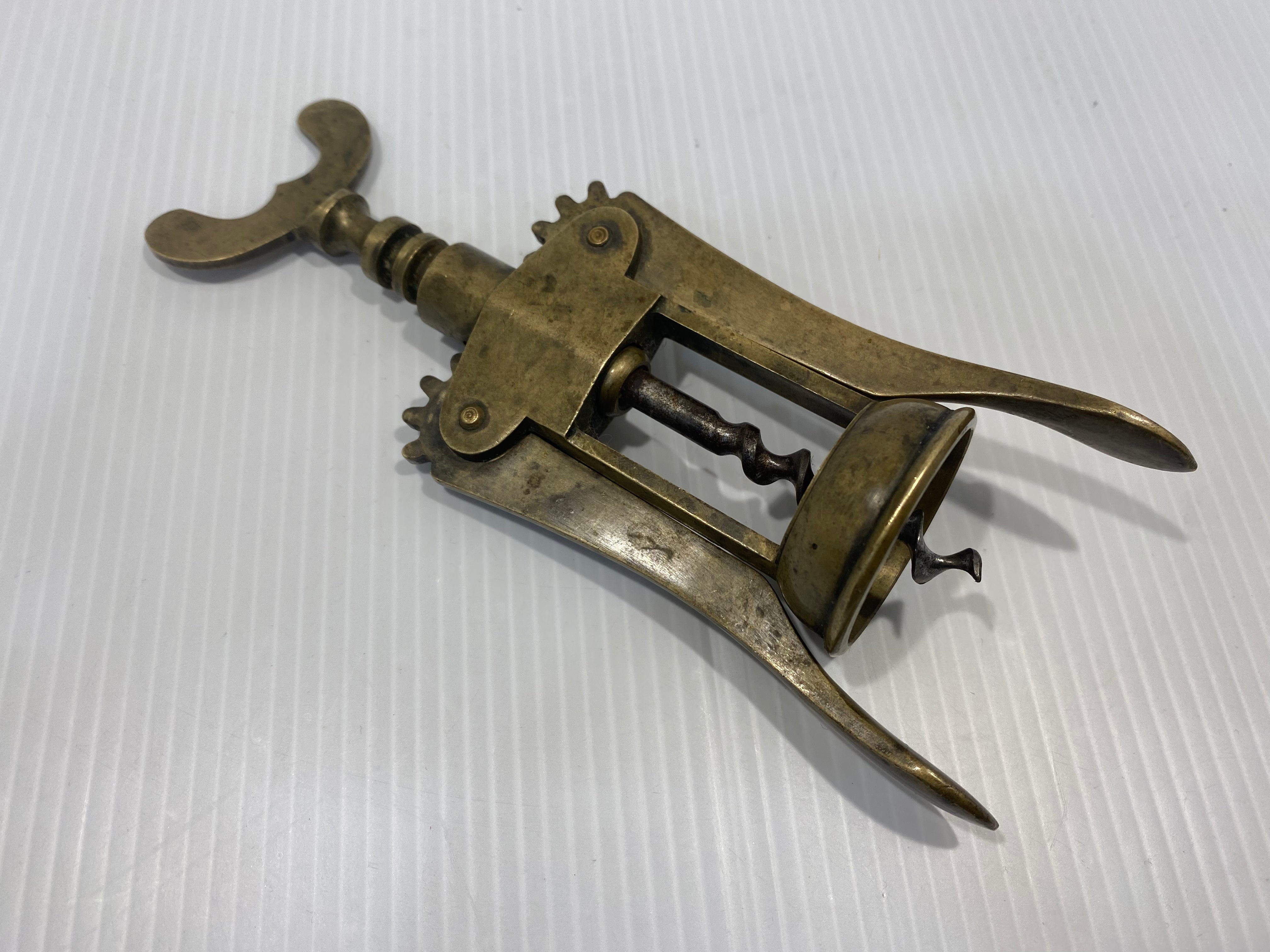 Antique Corkscrew, Farrow & Jackson Type Corkscrew, Brass Wing Nut Corkscrew,  Wine Bottle Opener