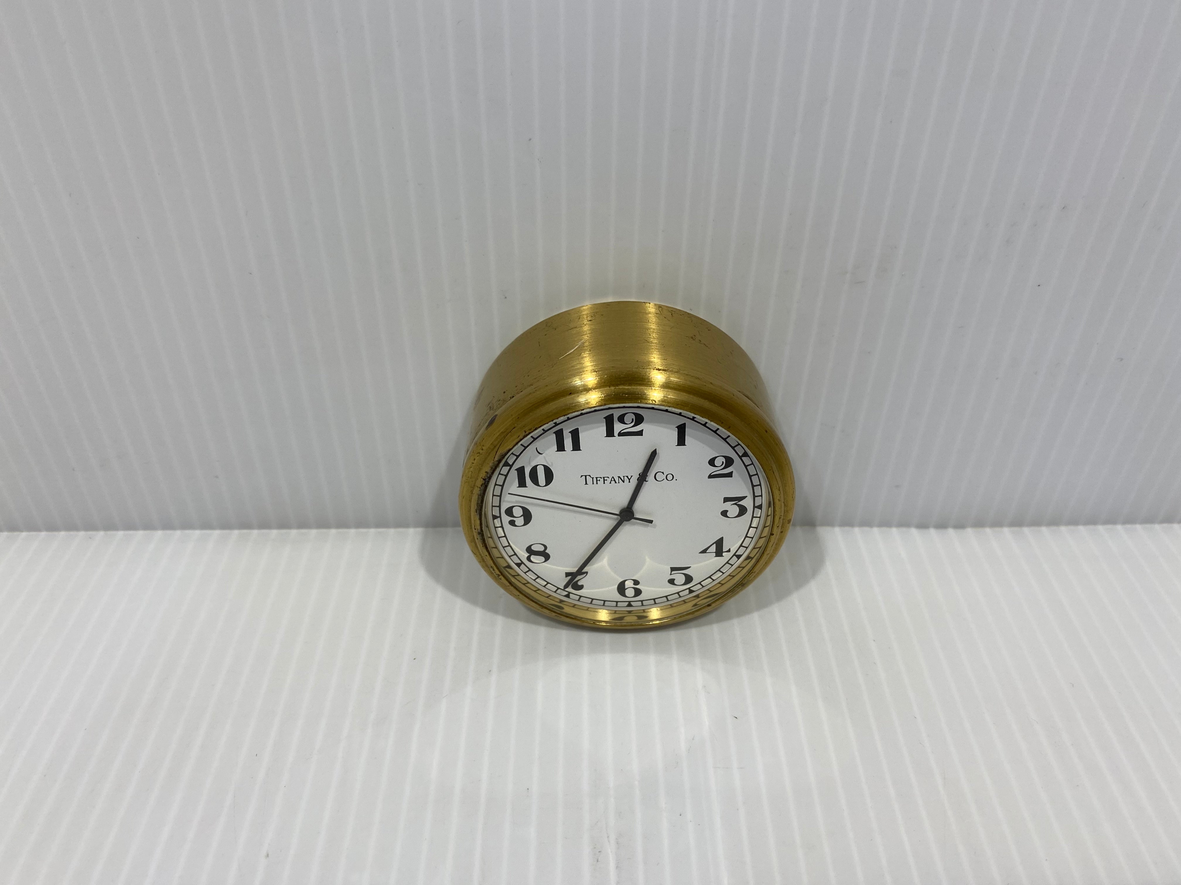 Tiffany & Co. Completely Round Small Brass Guartz Desk Clock With Alar –  Iapello Arts & Antiques