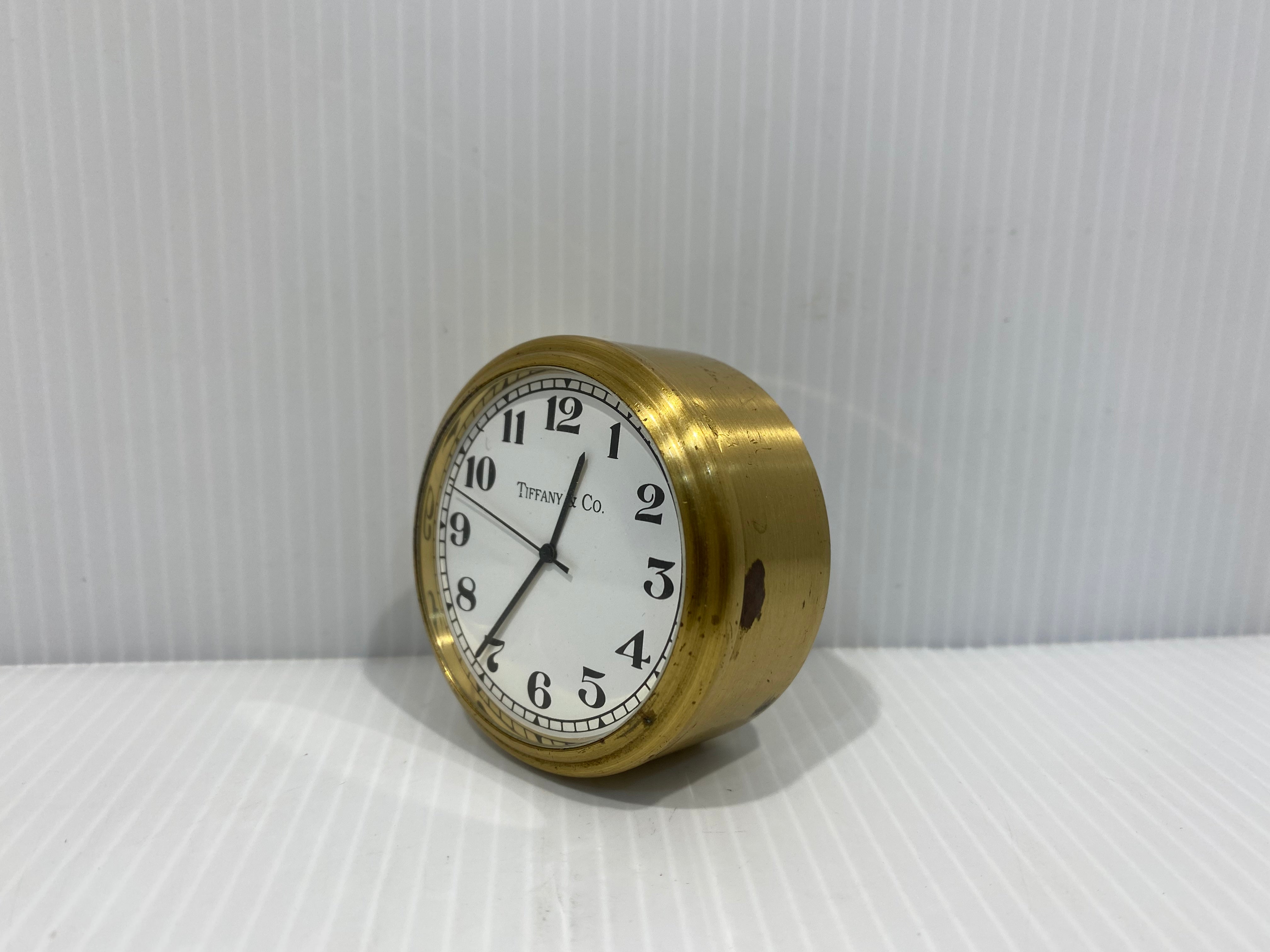 Tiffany & Co. Completely Round Small Brass Guartz Desk Clock With Alar –  Iapello Arts & Antiques